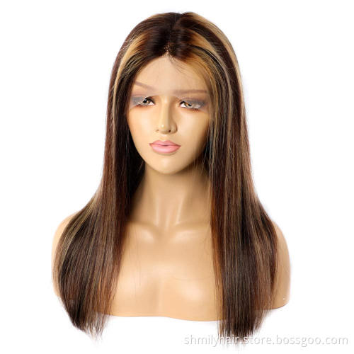 Shmily Wholesale Curly Lace Front Wigs 100% Human Hair Brazilian Highlight Human Hair Wigs Cuticle Aligned Virgin Hair Vendor